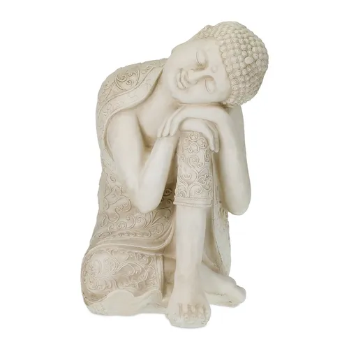 Buddha Figur cremeweiß - 61 cm Garten Dekofigur - Gartenfiguren & Verzierungen, stilvolle Buddha Statue aus Polyresin, ideal für Innen- und Außenbereich, pflegeleicht und im japanischen Stil.