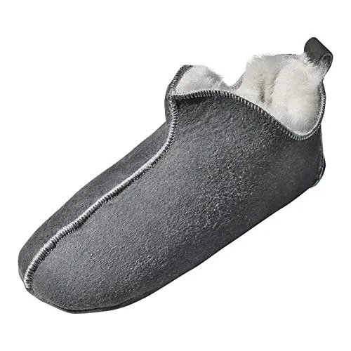 Hollert Lammfell Hausschuhe - Bali, Grau/Weiß - Bequeme Lammfell Hausschuhe aus hochwertigem Merino Lammfell, ideal für ganzjähriges Wohlfühlen. Perfekt als Bettschuh mit durchblutungsfördernder Wirkung und angenehmer Wärme.