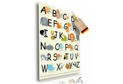 Lineo Poster Tier ABC Lernbild für Kinder 59x42 cm bunt