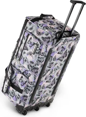 normani Jumbus 100 Reisetasche mit 2 Rädern - Geräumige 100 Liter Reisetasche mit modischem Schmetterlingsdesign, strapazierfähigem Polyester und leichtläufigen Rollen für einfachen Transport – ideal für Reisen und Freizeit.