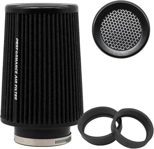 Universal kegelförmiger Luftfilter 76 mm 89 mm 101 mm hochleistungs Einlass Lufteinlass Rundkegel Luftfilter Reiniger für Racing Sport Auto 3 Größen in einem (black-big)