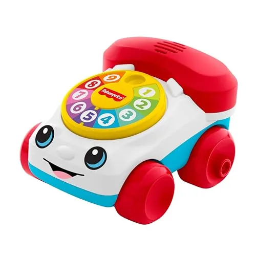 Fisher-Price Babyspielzeug Plappertelefon-Fahrzeug zum Schieben, mit Geräuschen, entwicklungsförderndes Spielzeug für Babys in der Krabbelphase, ab 6 Monaten, JKD56