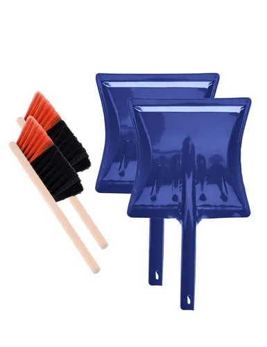 Garronda Reinigungsbürsten-Set Metall Kehrschaufel Set mit Kehrblech und Handbesen GD-0172, (Kehrschaufel Metall und Handfeger Set, 2-tlg)