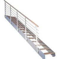 Treppe Kos 13 Stufen Buche Geölt 107 cm Design-Geländer Grau FSC®