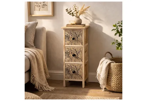 HTI-Living Kommode Melia mit 3 Schubladen im Blätter-Design
