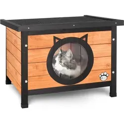 VOUNOT® Katzenhaus aus Holz - Wetterfestes Katzenhaus mit Schwingtür - Katzenschlafplätze: Bietet sicheren, warmen Unterschlupf mit optimaler Luftzirkulation und ist ideal für drinnen und draußen.
