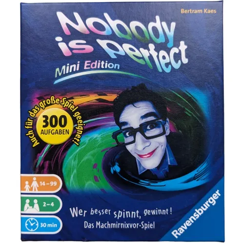 Ravensburger Spiel Nobody is Perfect (Mini Edition) - Wissenspiel für 2-4 Spieler, perfekter Spaß für gesellige Abende ab 14 Jahren