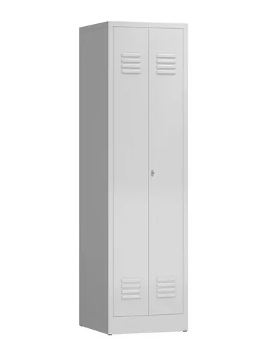 Steelboxx Mehrzweckschrank Spindschrank 2 Abteile 1800 mm - Hochschrank mit 2 Abteilen, komplett verschweißt und montiert. Ideal für Umkleiden und Sozialräume, ausgestattet mit Fachböden, Kleiderstange und Kleiderhaken für maximale Flexibilität.