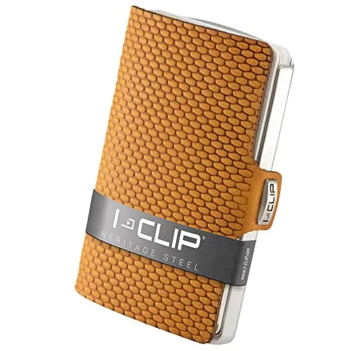 I-CLIP Edelstahl Geldbeutel - Slim Wallet mit Geldklammer - Hochwertige Geldklammer und Kartenfach für bis zu 10 Karten, in Deutschland gefertigt aus satiniertem Edelstahl und edlem Leder - ideal für stilbewusste Nutzer.