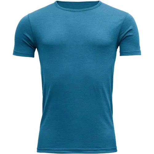 DEVOLD Breeze Merino 150 T-Shirt Man - Funktionsshirt blue melange S - Unterwäsche aus 100% Merinowolle, atmungsaktiv, temperaturregulierend und geruchsresistent - ideal für aktive Männer und lange Reisen.