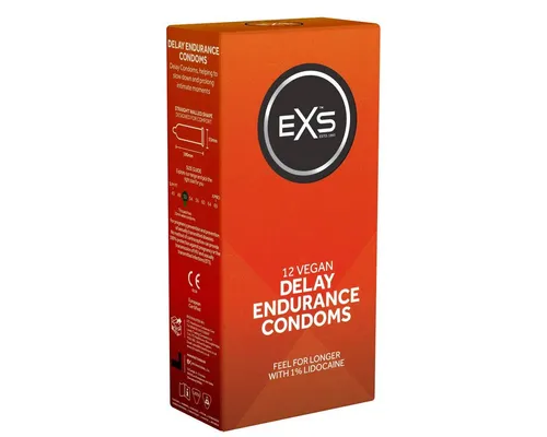 EXS Kondome Delay Endurance - aktverlängernde Kondome Packung mit, 12 St., Kondome gegen vorzeitigen Samenerguss, für mehr Ausdauer und Standfestigkeit
