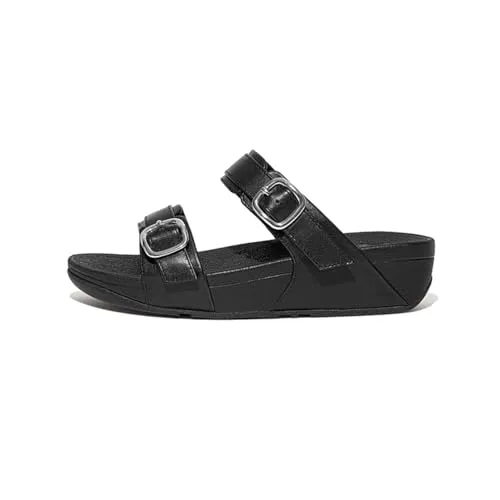 Fitflop Lulu Adjustable Leather Slides Damen Sandalen Schwarz 36 EU - Elegante Slide Sandalen mit anatomisch geformtem Fußbett und gezielter Dämpfung für ein angenehmes Tragegefühl – ideal für den täglichen Gebrauch.