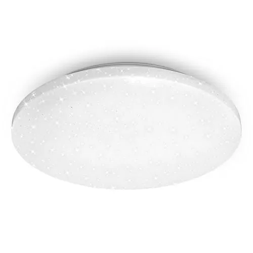 BRILONER - LED Deckenlampe mit Sternendekor, LED Deckenleuchte Bad IP44, gelochtes Dekor, neutralweißes Licht, Ø340 mm, Weiß