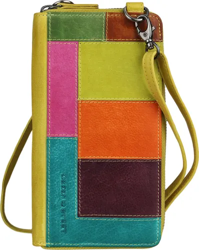 Greenburry Candy Shop Leder Umhängetasche für Smartphones - Damen-Geldbörsen mit buntem Design, Smartphonefach für Geräte bis 17 x 8 cm und Umhängeriemen bis 155 cm – ideal für unterwegs!