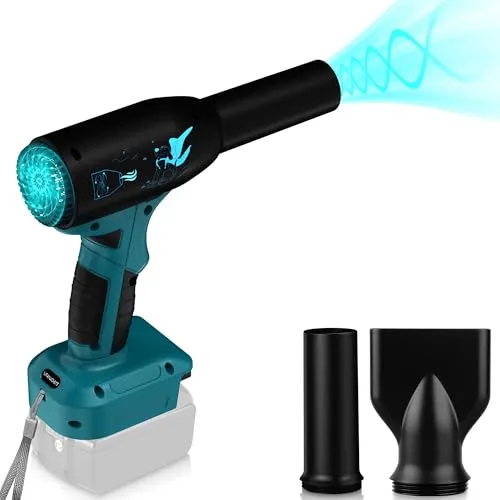 OGJUNX Laubbläser für Makita18V Akku, 90000 U/min Kabelloser Elektrischer Laubsauger mit 3-Gang für Haartrocknung, Reinigen des Autos, Tastatur