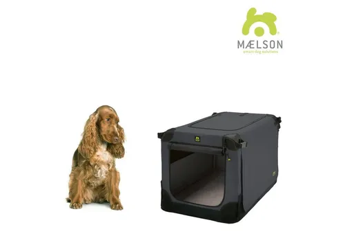 MAELSON Soft Kennel Transportbox für Hunde und Katzen, faltbar, anthrazit, 72 x 51 x 51 - Robuste faltbare Transportbox aus wasserabweisendem Nylon, ideal für Reisen und als Rückzugsort zu Hause. Mit 3 Öffnungen und wasserdichtem Boden für maximalen Komfort.