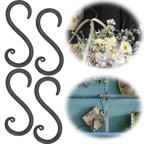 Vintage S-Haken Klein / Groß 7-24cm Kleiderhaken Eisen Schwarz Antik geschmiedet