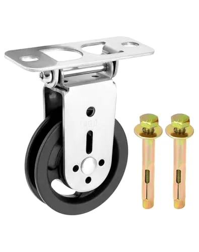 QWORK® Umlenkrollen für Seile, 180° Drehbar Drahtseilrolle mit Installationshardware für DIY Gym Fitnessgeräte, Maximale Kapazität 500 kg