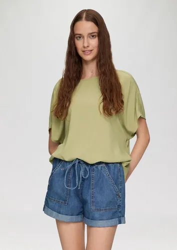 QS Kurzarmbluse Bluse Oversize-Bluse aus Viskose