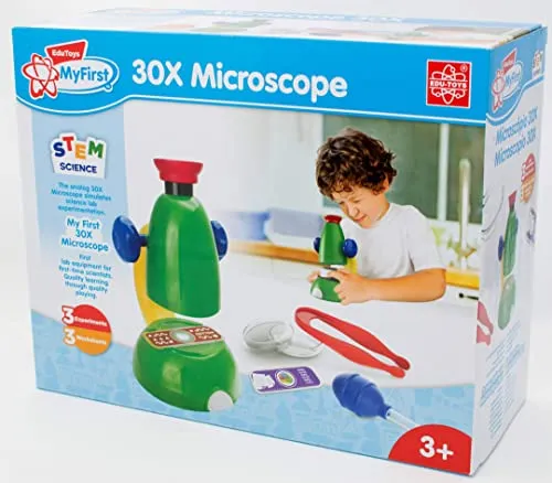 EDU-TOYS Mein erstes Mikroskop - 30x Vergrößerung für Kleinkinder - Experimentierkasten für Kleinkinder: Entdecken Sie die Welt der Mikroskopie mit 30-facher Vergrößerung und LED-Beleuchtung. Ideal für erste wissenschaftliche Experimente!