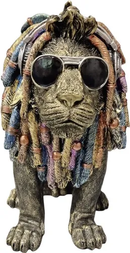 Dekofigur Löwe mit Brille 20 cm gold  Dekofigur in gold von FD