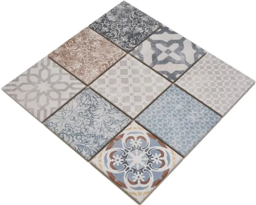 Jasba Mosaik Keramik Steinzeug mehrfarbig matt Retrooptik WBJBPV20 | 1 Matte - Boden- & Wandfliesen, frost- und rutschfest, ideal für Innen- und Außenbereiche, verleiht jedem Raum einen stilvollen Retro-Look.