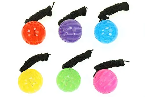 ELLUG 6er Set Springball/Returnball/Flummi Neon Armband&Schnur Ø5,5cm blinkt und leuchtet (9800101)