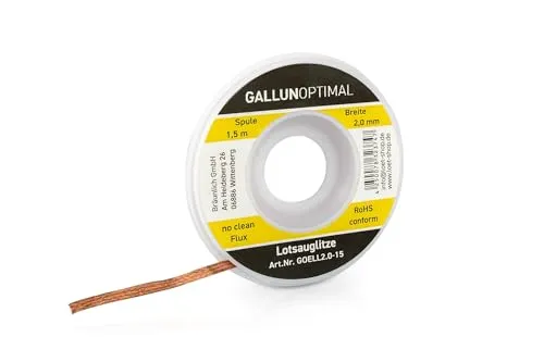 GALLUNoptimal Entlötlitze flussmittelgetränkt 2 mm breit 1,5 m lang auf Antistatikspule