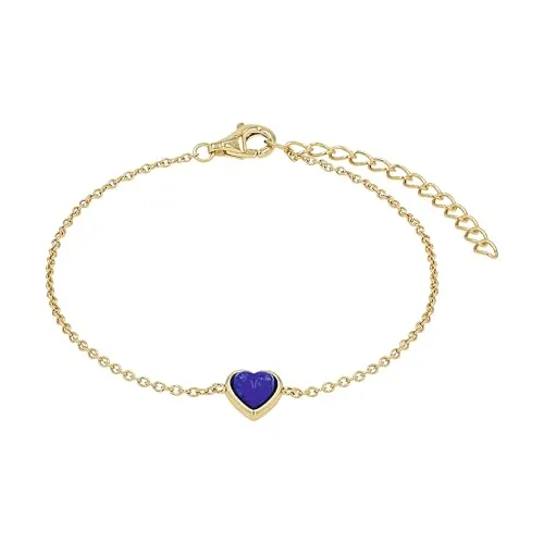 Amor Armband mit Anhänger für Damen, Sterling Silber 925, mit Lapis, 16+4 cm, gold, Herz, Geschenkidee, kommt in Schmuck Geschenk Box, 2100153