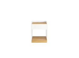 SoBuy Nachttisch FBT128-WN - Schmaler Nachttisch mit 2 offenen Fächern und 1 Schublade, ideal für Ordnung im Schlafzimmer. Mit integriertem Drahtloch für praktisches Aufladen von Geräten.