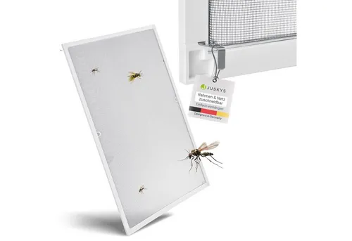 Juskys Fliegengitter für Fenster 80 x 100 cm