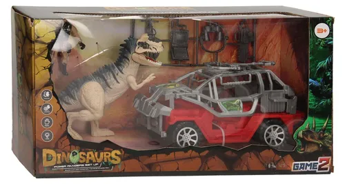 Dinosaurus Spielset rot Spielzeugset mit Jeep und Dino Figur