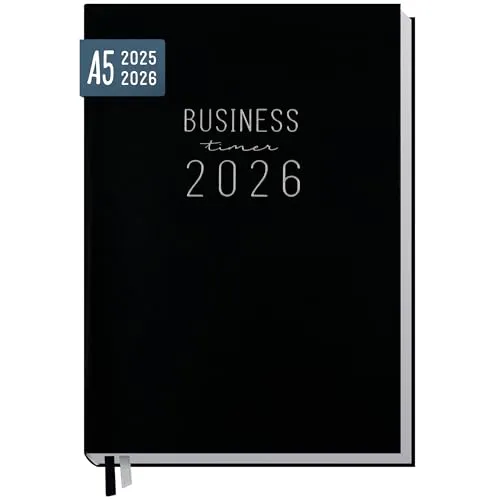 Häfft® Business-Timer Terminplaner 2025/2026 A5 Taschenkalender mit Kunstleder-Einband für 18 Monate: Juli 2025 bis Dez. 2026 