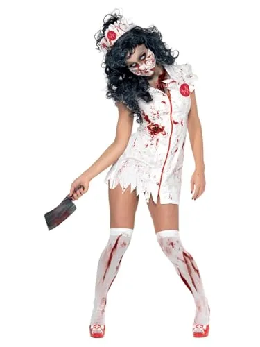 Halloween! Smiffys Zombiekostüm Krankenschwester, mit Kleid, Maske und Kopfteil