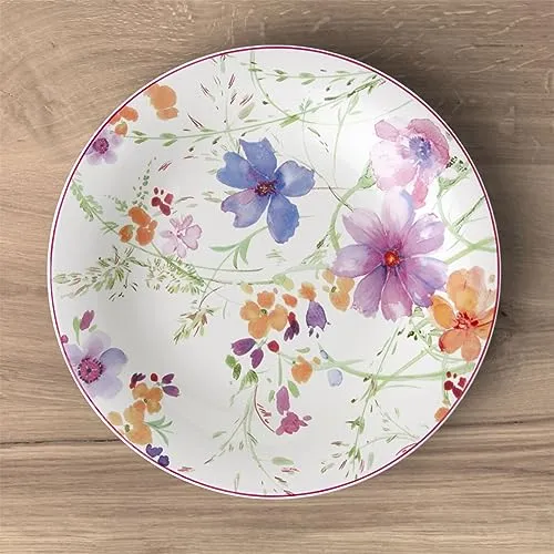 Villeroy & Boch Mariefleur Basic Frühstücksteller, 6 Stück, 21 cm - Premium Porzellan Speiseteller mit verspieltem Blumendekor, ideal für Frühstück und Desserts, spülmaschinenfest und mikrowellengeeignet.