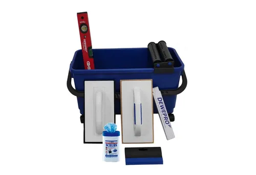 DEWEPRO Fliesenleger Waschset 10-teilig - Reinigungsbürsten Set mit 22L Waschbox und Profi-Werkzeugen für präzise Fliesenverlegung und Fugenarbeiten – ideal für Heimwerker und Profis!