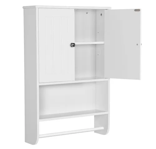 Yaheetech Wand- und Badezimmerschrank mit Tür und Regal, Weiß