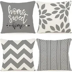 4er Set Leinen Kissenbezüge 45x45 cm Grau - Stilvolle Dekokissen für Ihr Zuhause - Kissenbezüge aus hochwertigem Leinen, perfekt für Sofa und Garten, sorgen für ein gemütliches Ambiente und sind pflegeleicht.