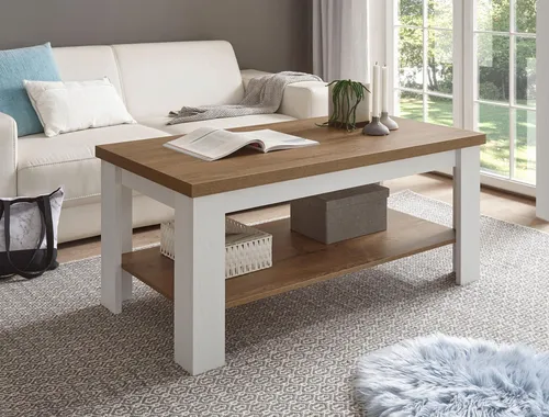 Landhaus Couchtisch Beistelltisch Wohnzimmertisch Provence 120x60cm pinie weiß e