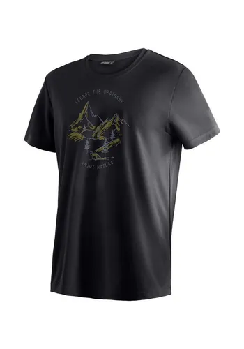 Maier Sports Dieter Print Funktionsshirt XXL schwarz - T-Shirt für Outdoor-Aktivitäten mit dezentem Frontprint, aus 100% Polyester, ideal für Wandern und Reisen, bietet Stretch für optimale Bewegungsfreiheit.