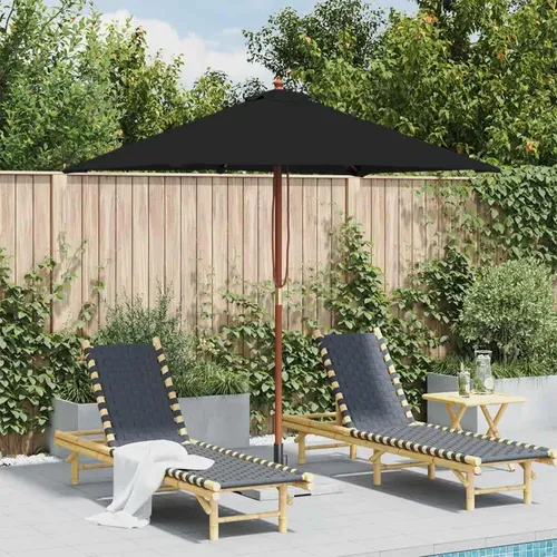 vidaXL Sonnenschirm mit Holzmast Schwarz 150x200 cm - Sonnenschirm aus UV-beständigem Polyester, ideal für Garten und Terrasse, bietet effektiven Schutz vor UV-Strahlen und ist dank robustem Holzmast besonders stabil.