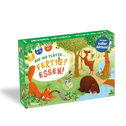 Auf die Plätze, Fertig? Essen! - Das spannende Gesellschaftsspiel - Gesellschaftsspiel für Schnelligkeit und Konzentration. Löse Aufgaben im Wald, um Himbeeren zu sammeln und gewinne gegen die Zeit!