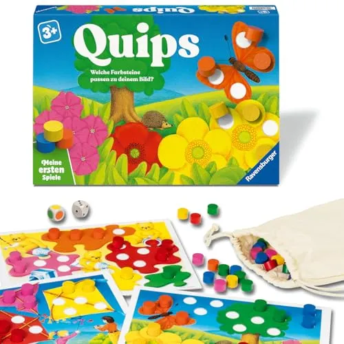 Ravensburger Quips 26 302514 - Farbwürfelspiel - Ein spannendes Farbwürfelspiel für Kinder! Ziehe farbige Holzsteine und platziere sie auf den richtigen Feldern. Fördert spielerisch die Farbzuordnung und Konzentration.