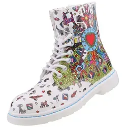 Dockers Stiefelette Polyacryl - Weiß - 37 - Wanderschuhe mit auffälligem Druck von Künstler Thomas Gensheimer. Hochwertiges Synthetik-Obermaterial, bequeme Gummisohle und praktischer Reißverschluss für optimalen Tragekomfort.