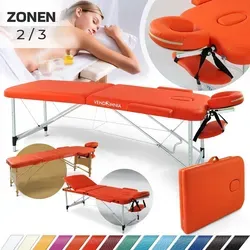 Mobile Massageliege Klappbar Massagetisch 2 3 Zonen höhenverstellbar Massagebett Massagebank Behandlungsliege Tasche Farbe: Orange Ausführung: 2 ... - Orange
