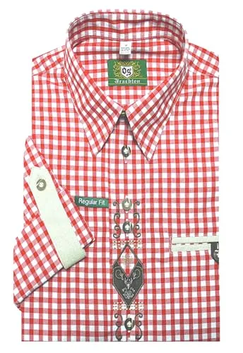 OS Trachten Trachtenhemd TH-0102 in rot von HUBER