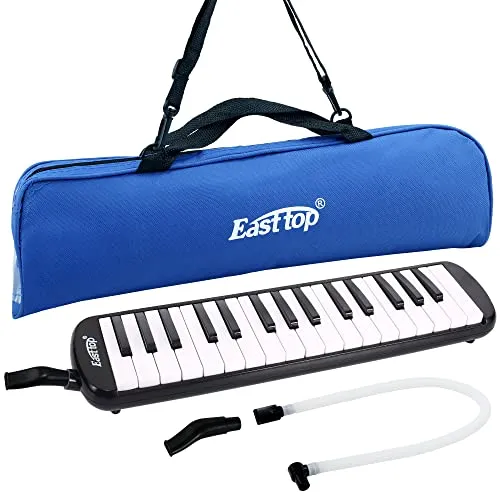 East top 32-Tasten Melodica, Professioneller Mund Melodica Keyboard Orgel Melodica Instrument für Erwachsene, Studenten und Kinder, Als Geschenk,Set-Schwarz