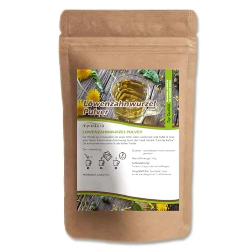 Mynatura Löwenzahnwurzel gemahlen 200g I Löwenzahn I Pulver I Naturprodukt I Superfood aus der Heimat I Vegan I Wurzelpulver I 200g-Beutel