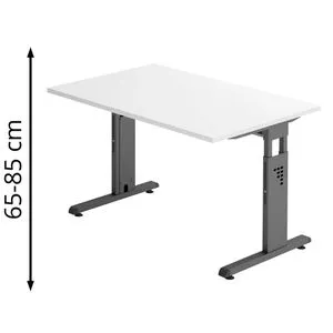 Hammerbacher Schreibtisch O-Serie, höhenverstellbar, 140x65-85cm - Kinderschreibtische mit manuell höhenverstellbarer Funktion, ideal für ergonomisches Arbeiten und wachsende Kinderbedürfnisse.