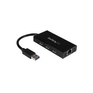 StarTech.com 3 Port USB 3.0 Hub mit Gigabit Ethernet Adapter - USB-Hub mit 3 Ports und Gigabit-Ethernet, Aluminiumgehäuse für Mobilität, unterstützt bis zu 5 Gbit/s, ideal für unterwegs.